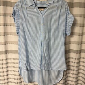 LOFT Light Blue Striped Blouse